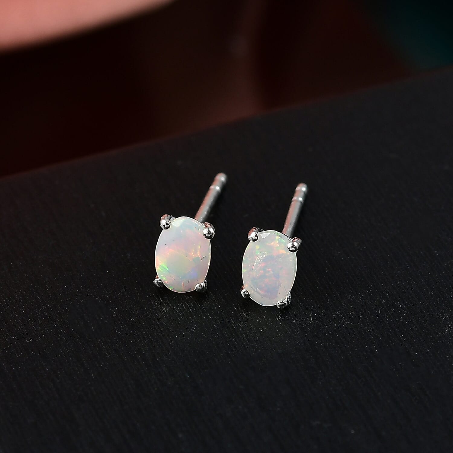 Ethiopian Opal Solitaire Stud Push Post Earring Sterling Silver 8165157 2
