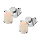 Ethiopian Opal Solitaire Stud Push Post Earring Sterling Silver