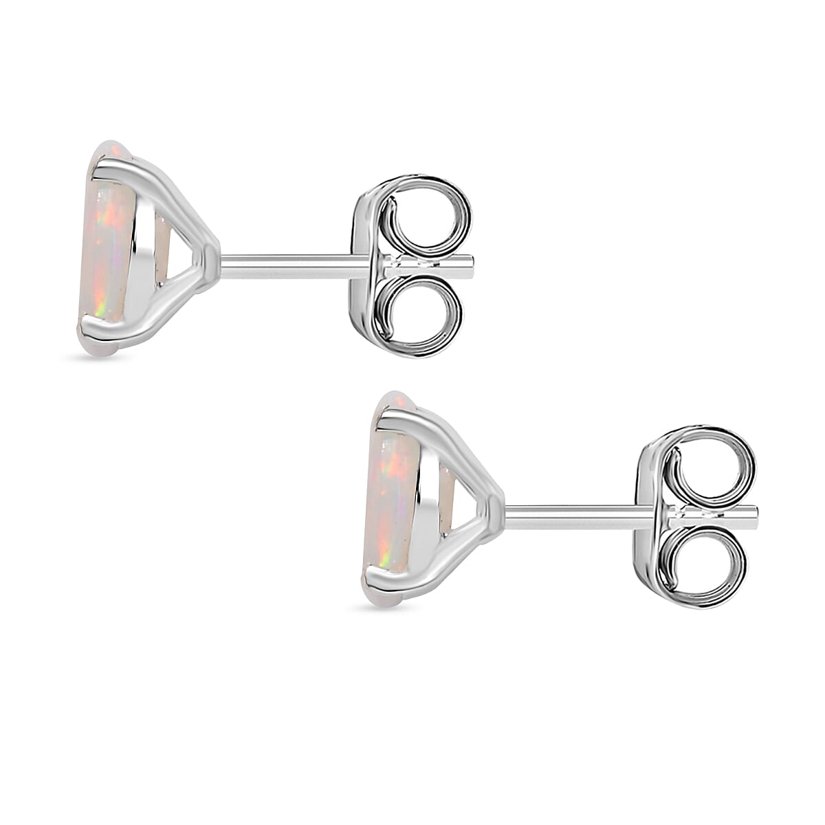 Ethiopian Opal Solitaire Stud Push Post Earring Sterling Silver 8165157 5