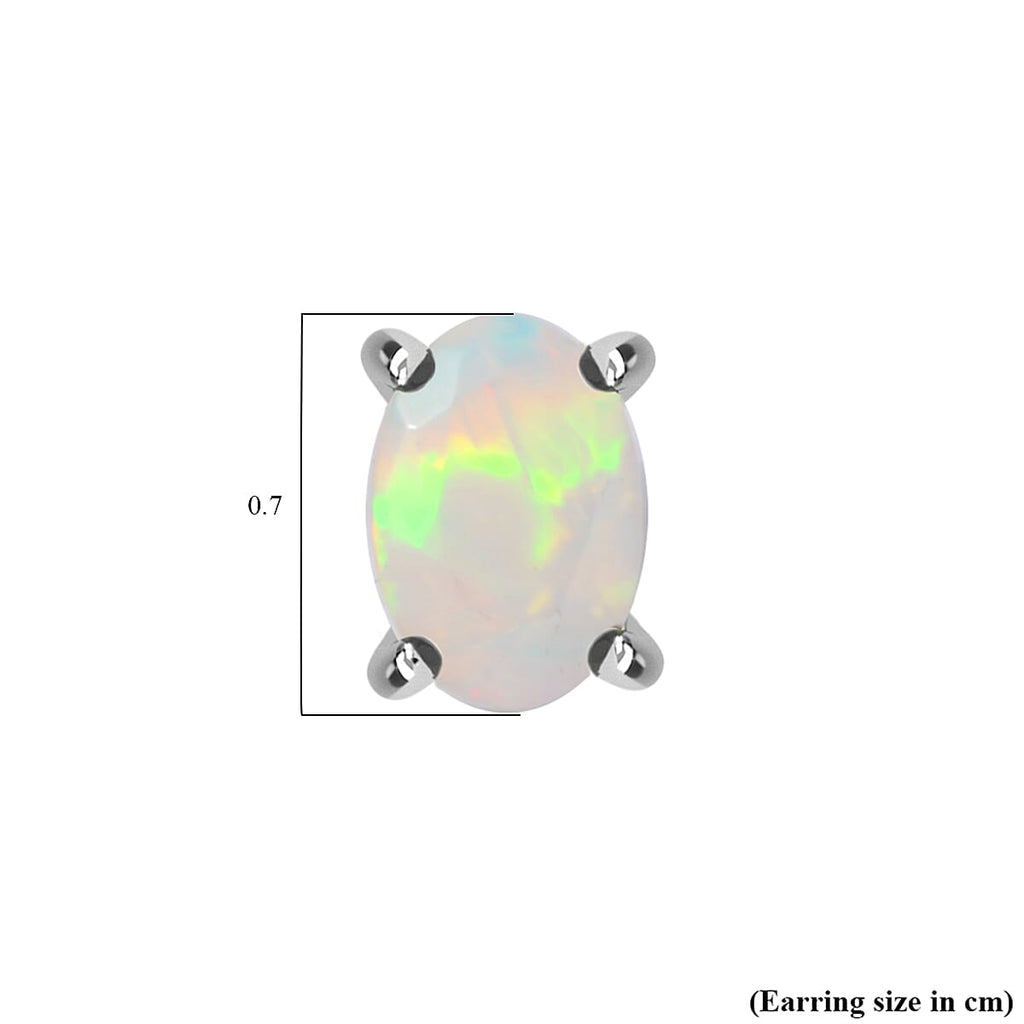 Ethiopian Opal Solitaire Stud Push Post Earring Sterling Silver