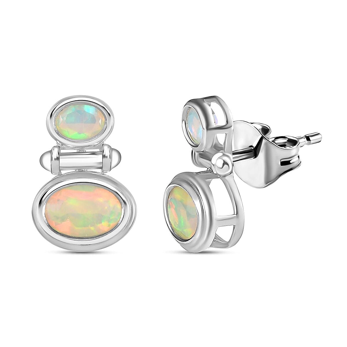 Ethiopian Welo Opal Drop Earrings in Platinum Overlay Sterling Silver 7771701 0