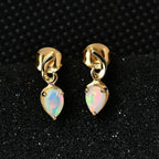Ethiopian Welo Opal Solitaire Stud Earrings in 18K Yellow Gold Vermeil Plated Sterling Silver