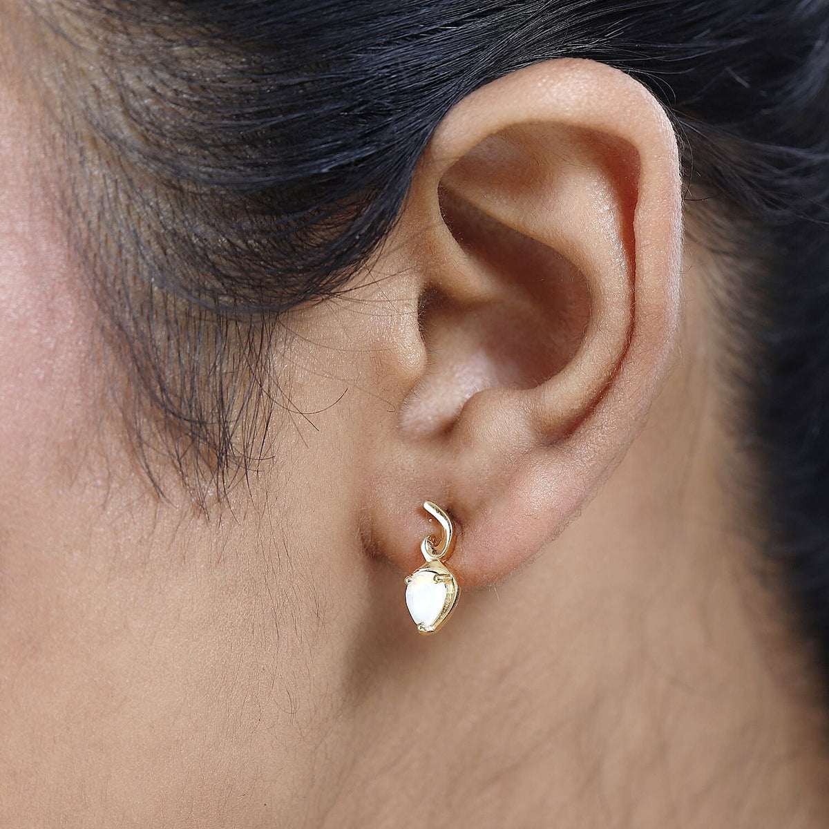 Ethiopian Welo Opal Solitaire Stud Earrings in 18K Yellow Gold Vermeil Plated Sterling Silver 7721149 3