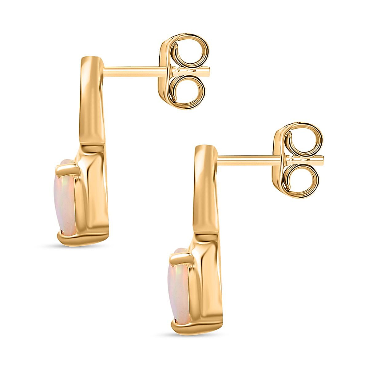 Ethiopian Welo Opal Solitaire Stud Earrings in 18K Yellow Gold Vermeil Plated Sterling Silver 7721149 5
