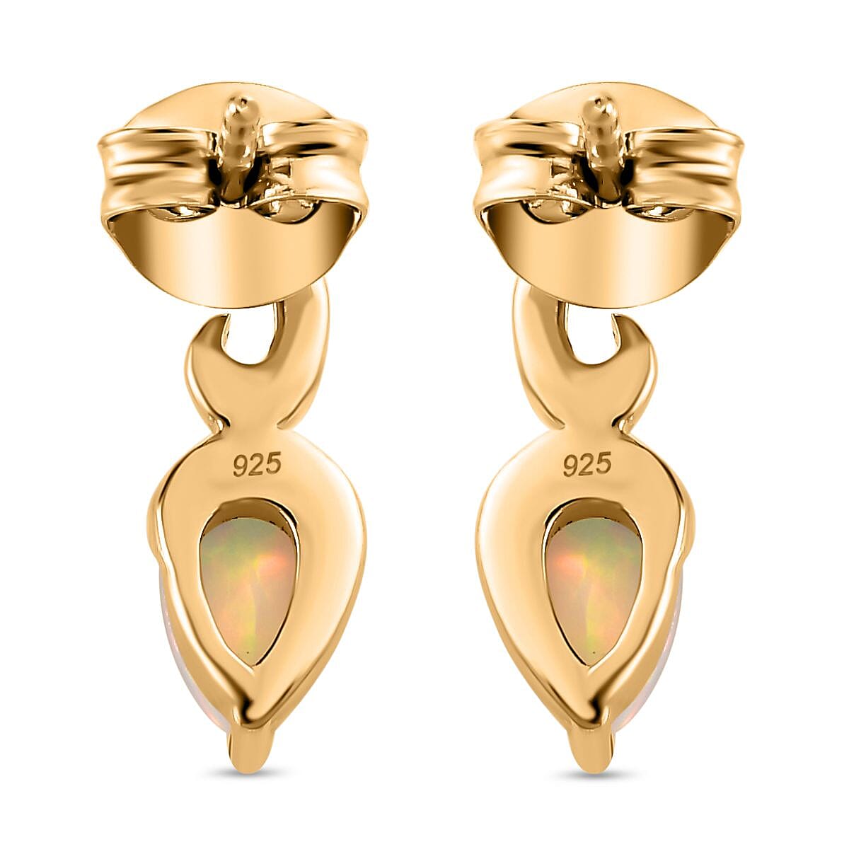 Ethiopian Welo Opal Solitaire Stud Earrings in 18K Yellow Gold Vermeil Plated Sterling Silver 7721149 6