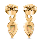 Ethiopian Welo Opal Solitaire Stud Earrings in 18K Yellow Gold Vermeil Plated Sterling Silver