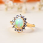 Ethiopian Opal ,  Tanzanite  Main Stone With Side Stone Ring in Vermeil YG Sterling Silver 1.71 ct  1.805  Ct.