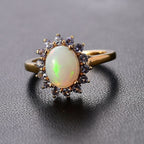 Ethiopian Opal ,  Tanzanite  Main Stone With Side Stone Ring in Vermeil YG Sterling Silver 1.71 ct  1.805  Ct.