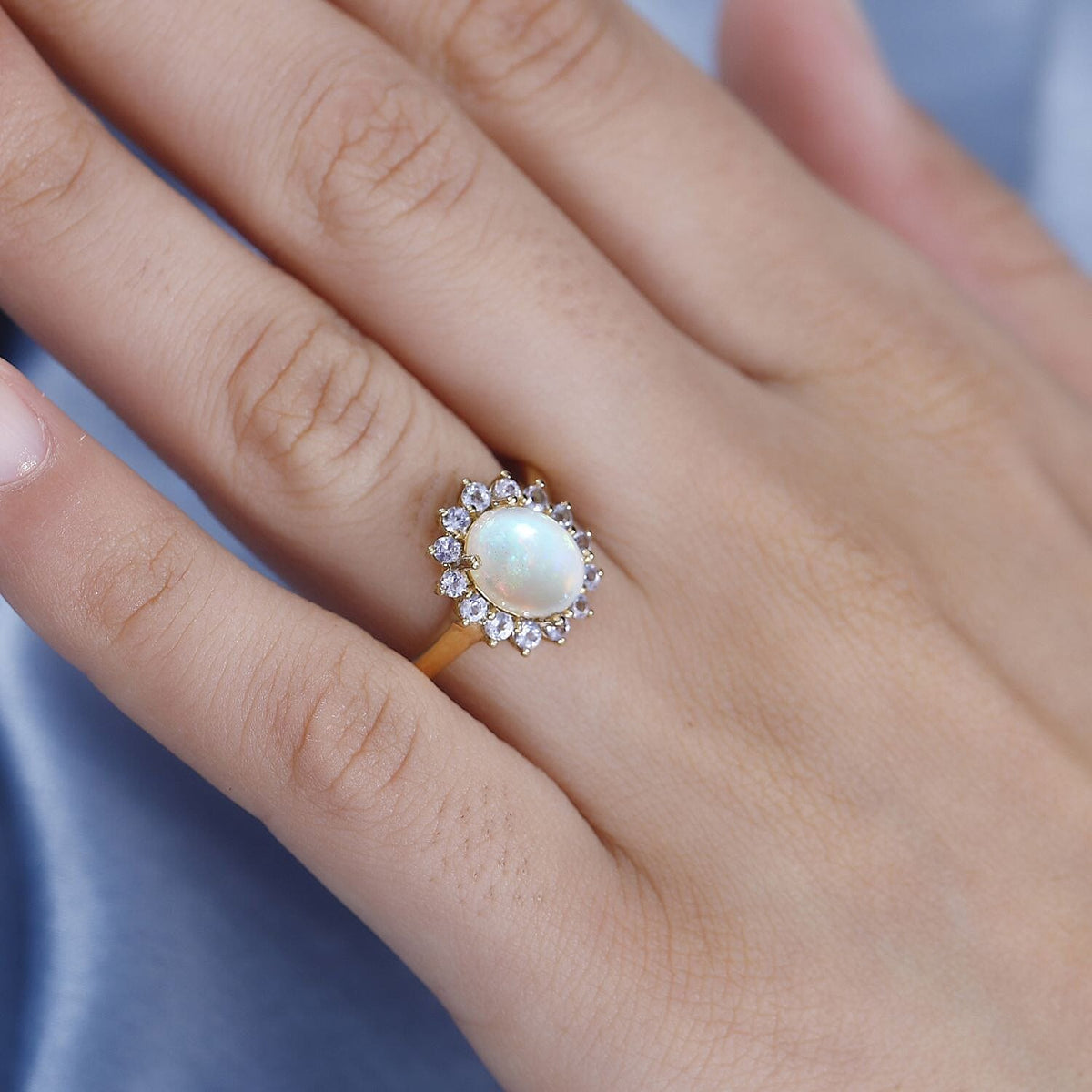 Ethiopian Opal, Tanzanite Halo Ring in Vermeil Yellow Gold Plated Sterling Silver 7749173 3