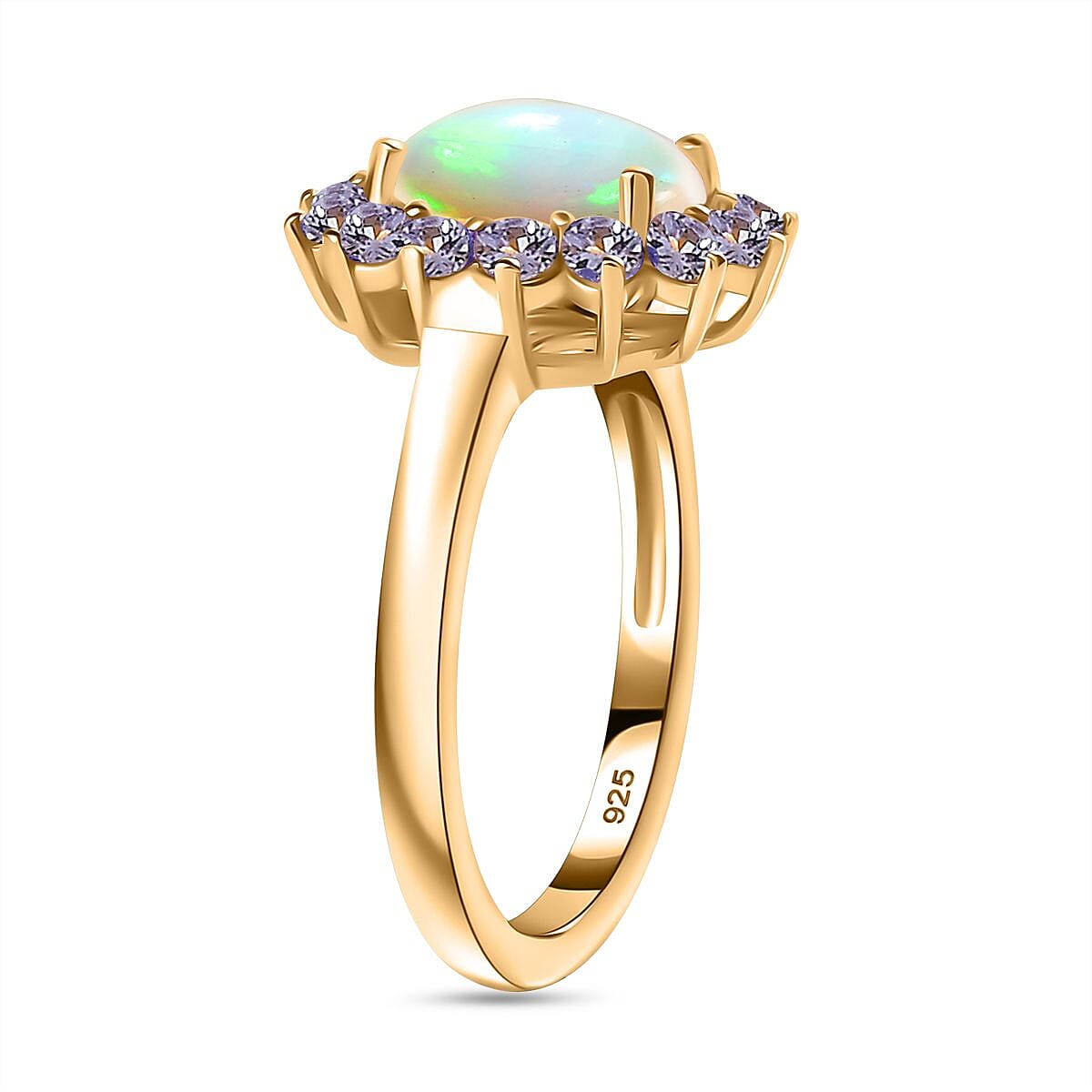 Ethiopian Opal, Tanzanite Halo Ring in Vermeil Yellow Gold Plated Sterling Silver 7749173 4