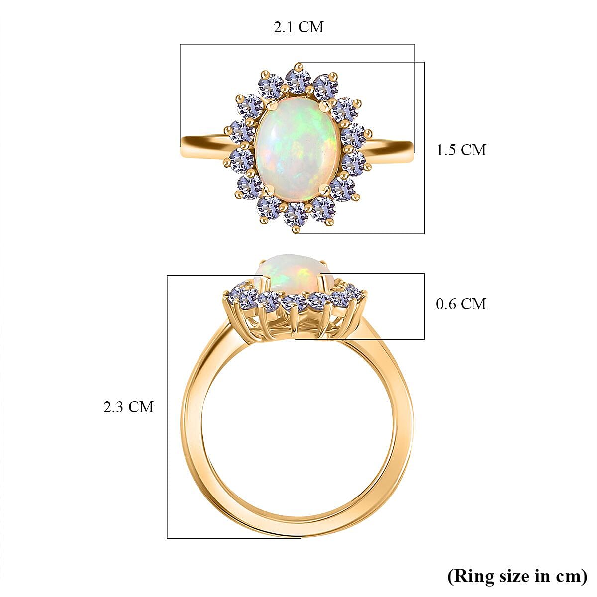 Ethiopian Opal, Tanzanite Halo Ring in Vermeil Yellow Gold Plated Sterling Silver 7749173 6