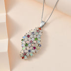Ethiopian Welo Opal & Muti Gemstone Cluster Pendant With Chain (Size 20) in Platinum Overlay Sterling Silver 5.20 Ct