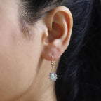 Ethiopian Opal ,  Tanzanite  Solitaire Lever Back Earring in Vermeil YG Sterling Silver 1.50 ct  1.338  Ct.