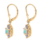 Ethiopian Opal ,  Tanzanite  Solitaire Lever Back Earring in Vermeil YG Sterling Silver 1.50 ct  1.338  Ct.