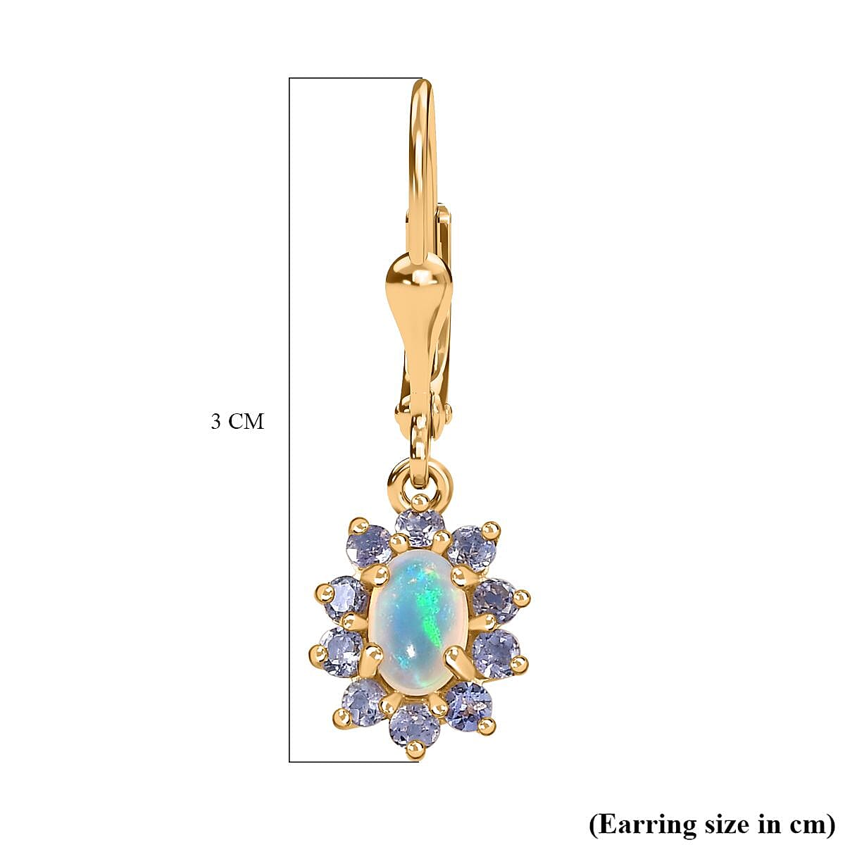 Ethiopian Opal , Tanzanite Solitaire Lever Back Earring in Vermeil Yellow Gold Sterling Silver 7749373 5