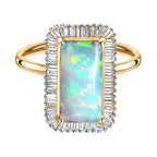 Ethiopian Welo Opal and Diamond Halo Ring in 18K Vermeil Yellow Gold Plated Sterling Silver 2.09 Ct.
