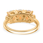 Ethiopian Opal & White Diamond Ring in 18K Vermeil Yellow Gold Plated 1.58 Ct.