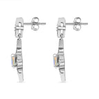 Ethiopian Welo Opal & Natural Zircon Dangle Earrings in Platinum Overlay Sterling Silver