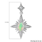 Ethiopian Welo Opal & Natural Zircon Dangle Earrings in Platinum Overlay Sterling Silver