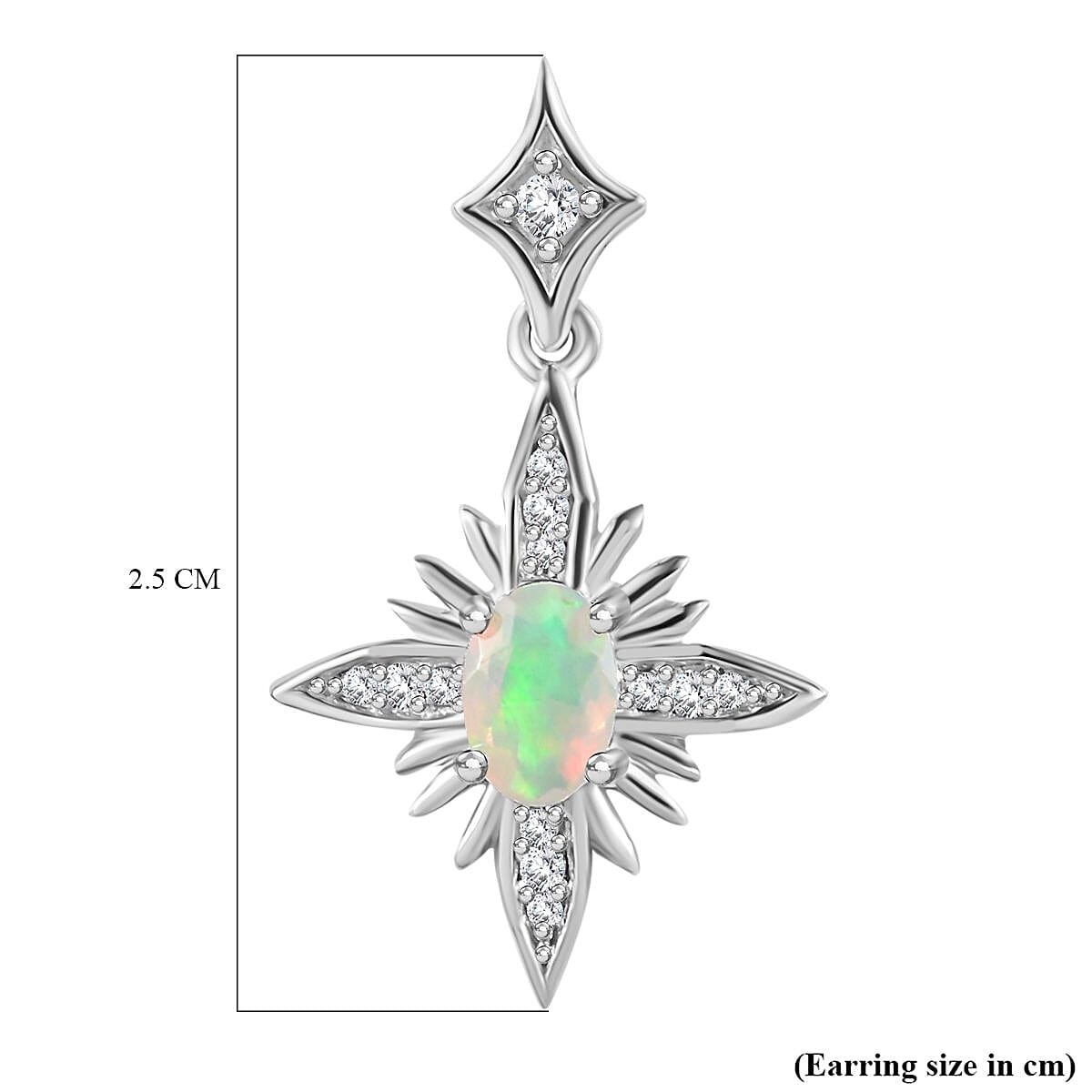 Ethiopian Welo Opal &amp; Natural Zircon Dangle Earrings in Platinum Overlay Sterling Silver 7721154 6
