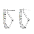 Ethiopian Faceted Opal & White Zircon Earring with Omega Clip in Rhodium Overlay Sterling Silver 2.34 Ct.