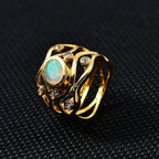 Ethiopian Welo Opal & Natural Zircon Ring in 18K Yellow Gold Vermeil Plated Sterling Silver 1.00 Ct, Silver Wt 6.22 GM
