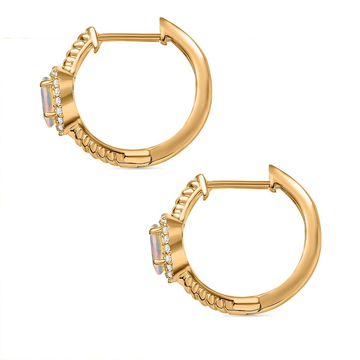 Ethiopian Faceted Opal &amp; White Zircon Full Hoop Earring in 18K Vermeil Yellow Gold Plated Sterling Silver 8064979 9