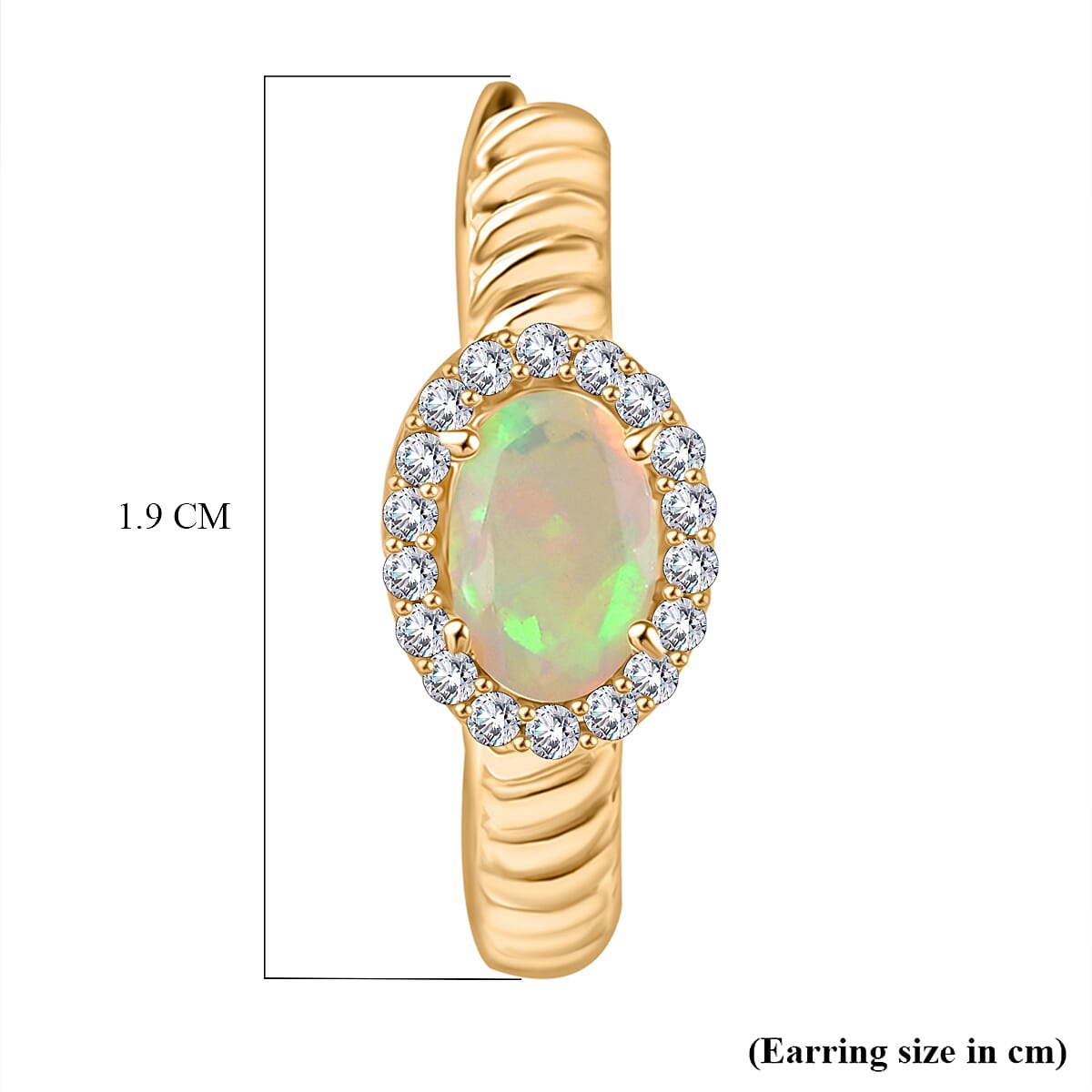 Ethiopian Faceted Opal &amp; White Zircon Full Hoop Earring in 18K Vermeil Yellow Gold Plated Sterling Silver 8064979 10