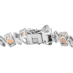 Ethiopian Opal & Natural Zircon Bracelet 1 Row (Size - 8) with GB Lock Box in Rhodium Overlay Sterling Silver 8.01 Ct, Silver Wt. 12.46 Gms