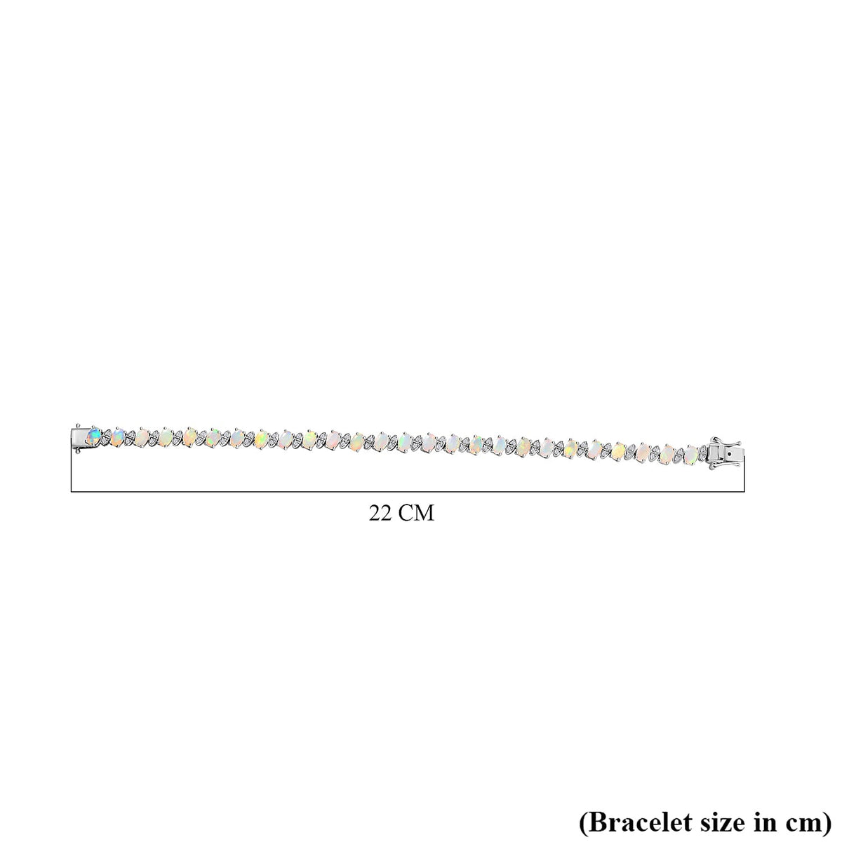 Ethiopian Opal and White Zircon Line Bracelet (Size - 7) in Rhodium Overlay Sterling Silver 7951723 6