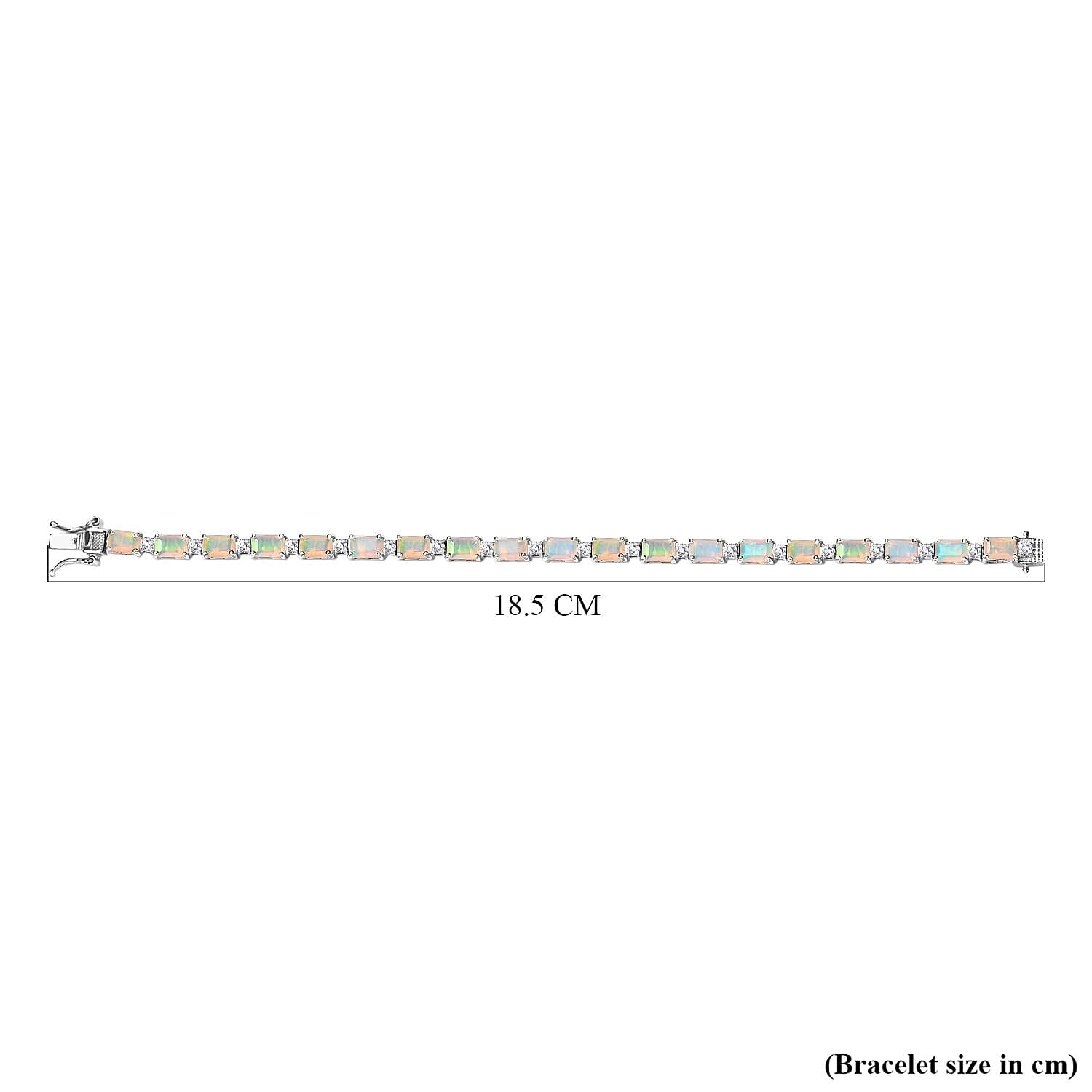 Premium Ethiopian Welo Opal and Natural Zircon Tennis Bracelet (Size - 7) in Platinum Overlay Sterling Silver 7771097 5