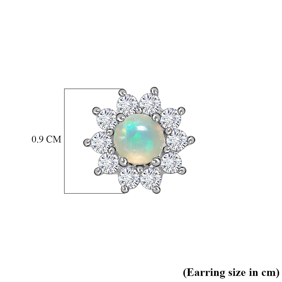 Ethiopian Welo Opal, Natural Zircon Halo Earrings with Push Back in Platinum Overlay Sterling Silver 7571990 5