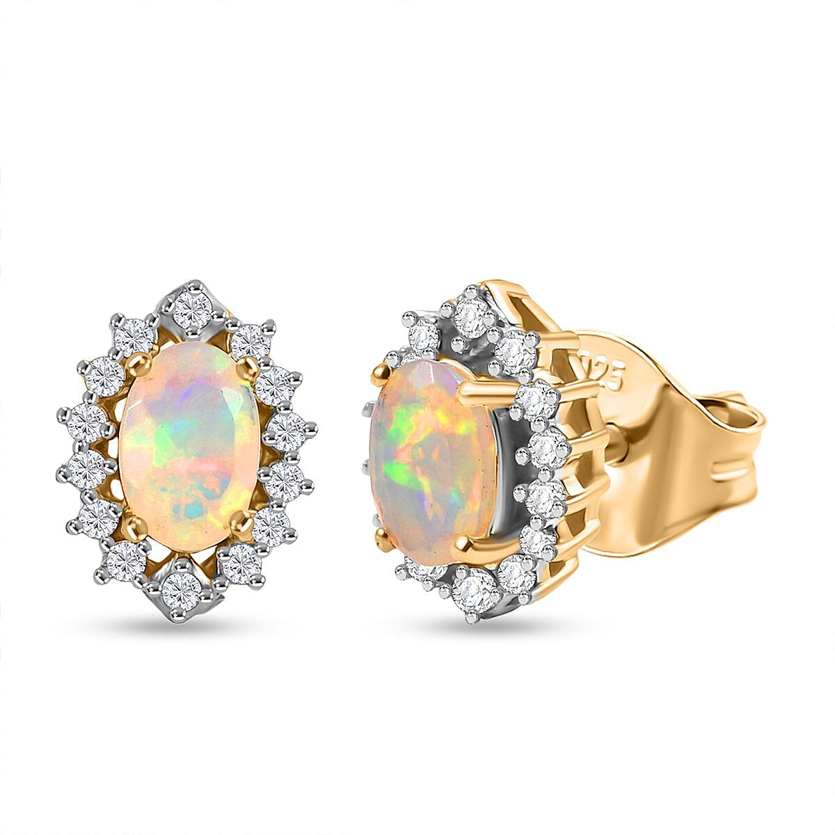 Ethiopian Opal &amp; White Zircon Forest Dew Earring Sterling Silver 1.11 Ct. 8224365 0