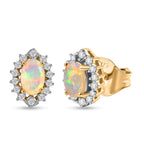 Ethiopian Opal & White Zircon Forest Dew Earring Sterling Silver 1.11 Ct.