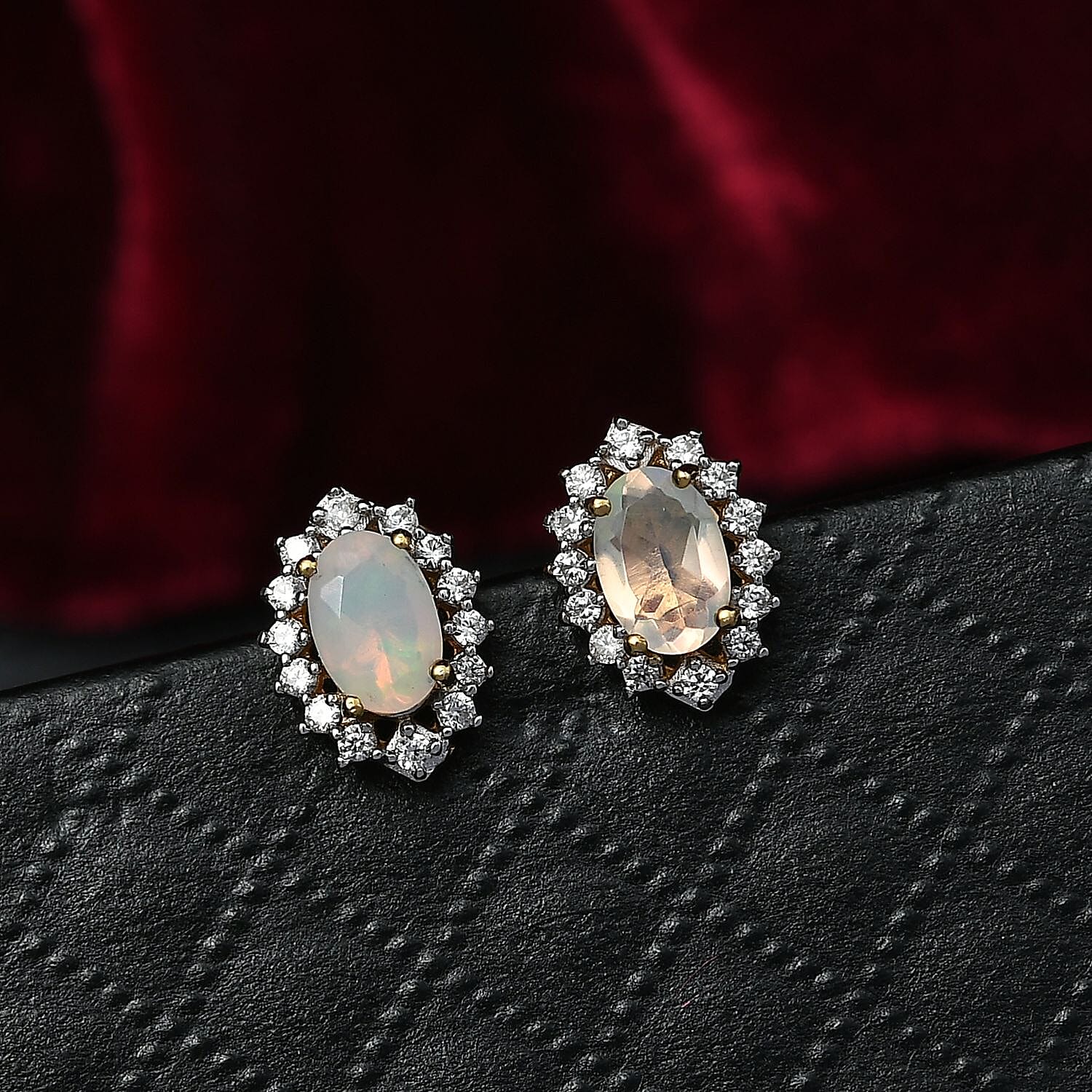 Ethiopian Opal &amp; White Zircon Forest Dew Earring Sterling Silver 1.11 Ct. 8224365 2