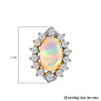 Ethiopian Opal & White Zircon Forest Dew Earring Sterling Silver 1.11 Ct.