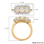Ethiopian Opal, White Zircon Main Stone Ring in 18K Vermeil Yellow Gold Plated 1.263 Ct.