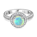 Ethiopian Welo Opal & Natural Zircon Ring in Platinum Overlay Sterling Silver 1.03 Ct
