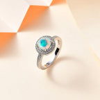 Ethiopian Welo Opal & Natural Zircon Ring in Platinum Overlay Sterling Silver 1.03 Ct