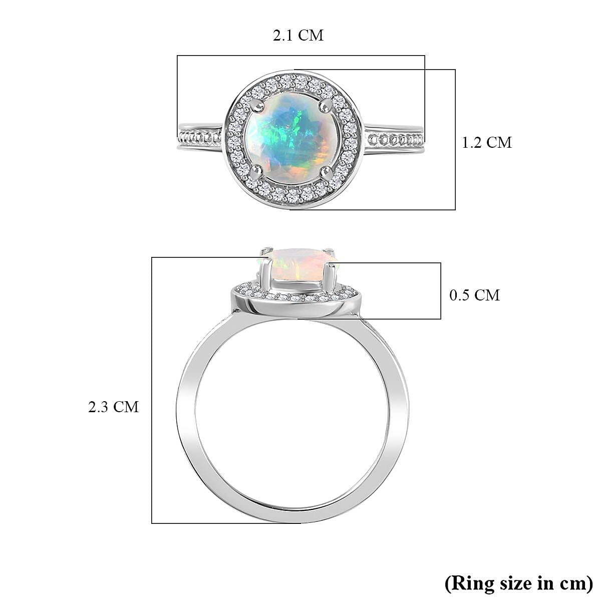 Ethiopian Welo Opal &amp; Natural Zircon Ring in Platinum Overlay Sterling Silver 1.03 Ct 7772065 6