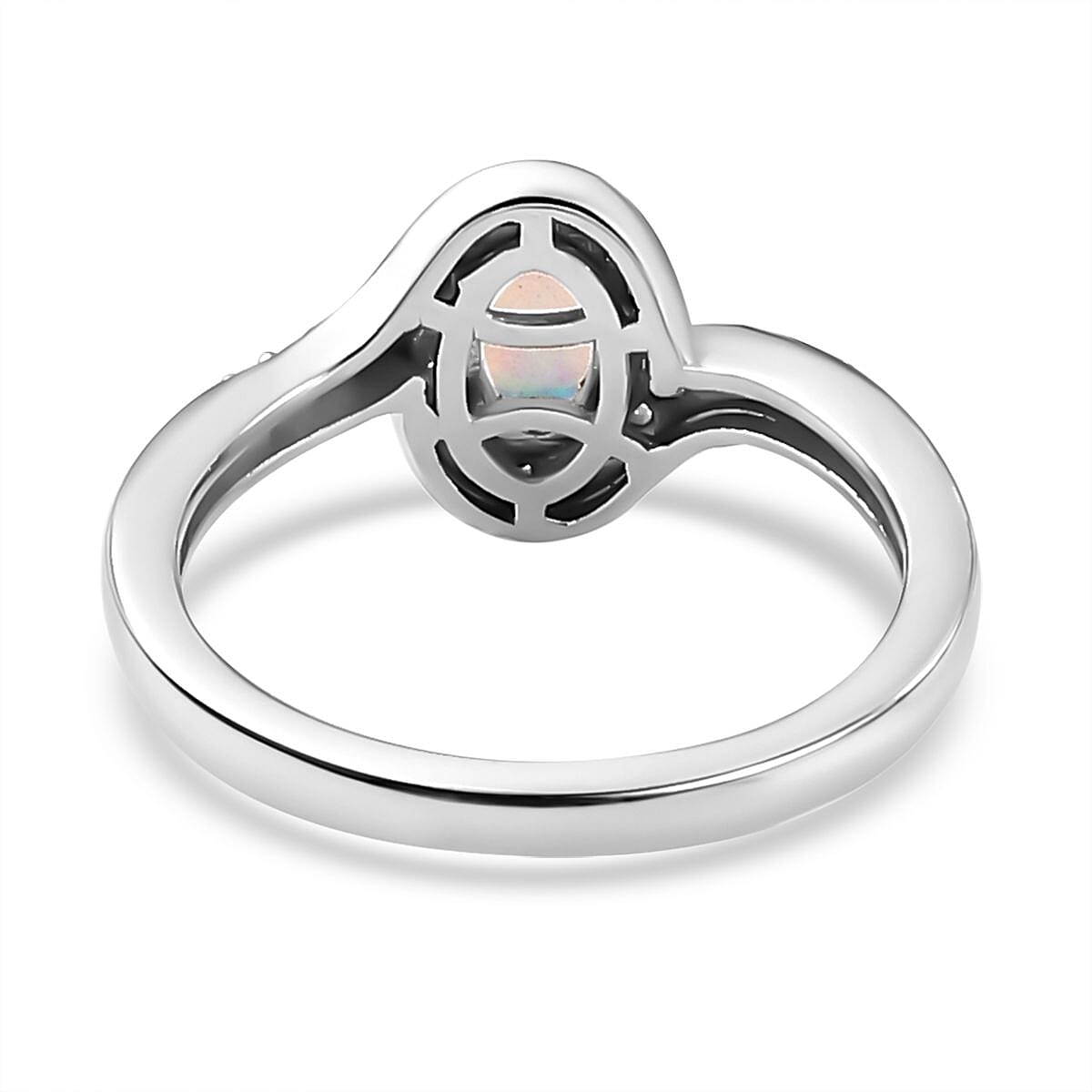 Ethiopian Welo Opal &amp; Natural Zircon Bypass Ring in Platinum Overlay Sterling Silver 7774068 4