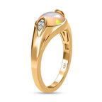 D'Joy Ethiopian Welo Opal & Natural Zircon Ring in 18K Vermeil Yellow Gold Plated Sterling Silver 1.27 Ct.
