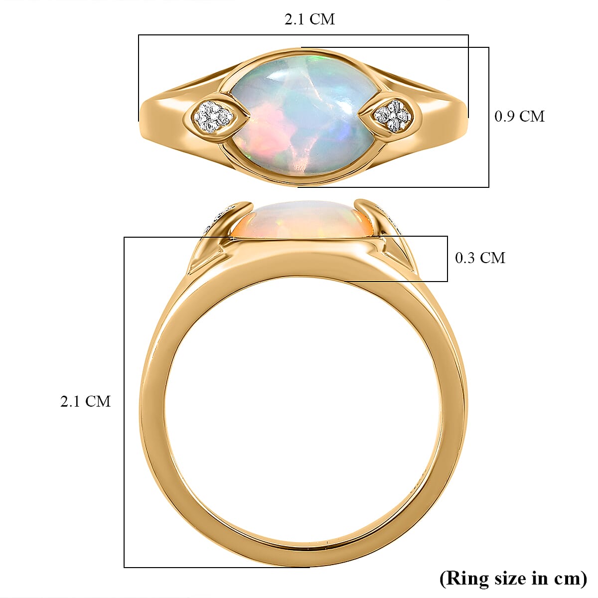 Ethiopian Welo Opal and Natural Zircon Ring in 18K Yellow Gold Vermeil Plated Sterling Silver 7566154 5