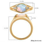 D'Joy Ethiopian Welo Opal & Natural Zircon Ring in 18K Vermeil Yellow Gold Plated Sterling Silver 1.27 Ct.