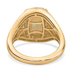 Ethiopian Welo Opal & Natural Zircon Mens Ring in 18K Vermeil YG Plated Sterling Silver 1.31 Ct, Silver Wt. 5.43 Gms