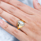 Ethiopian Welo Opal & Natural Zircon Ring in 18K Yellow Gold Vermeil Plated Sterling Silver 1.29 Ct