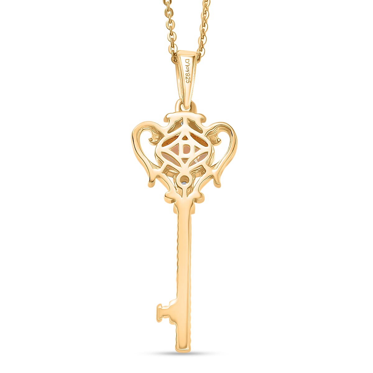 Faceted Ethiopian Opal, White Zircon Key Pendant with Chain (Size 20) in Sterling Silver. 4451127 5