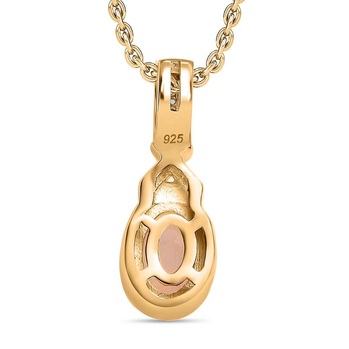 Ethiopian Opal,  White Zircon Pendant with Chain (Size 20) in 14K Gold Overlay Sterling Silver 4287805 6