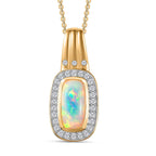 Ethiopian Welo Opal, Natural Zircon Pendant with Chain (Size 20) in 18K Gold Vermeil Sterling Silver 2.18 Ct.