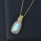 Ethiopian Welo Opal, Natural Zircon Pendant with Chain (Size 20) in 18K Gold Vermeil Sterling Silver 2.18 Ct.